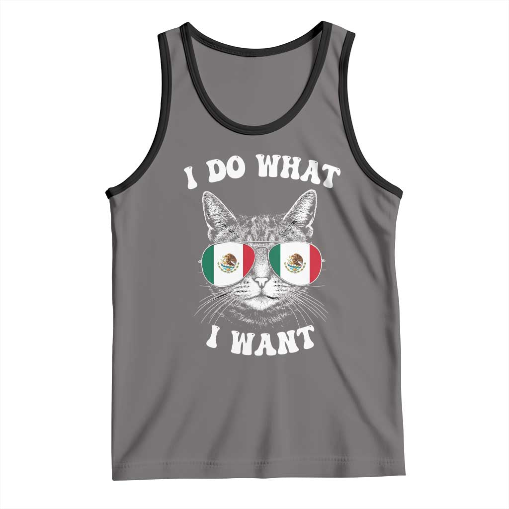 Mexican Cat Tank Top I Do What I Want Mexico Flag Sunglasses Funny TS12 Deep Heather Black Print Your Wear
