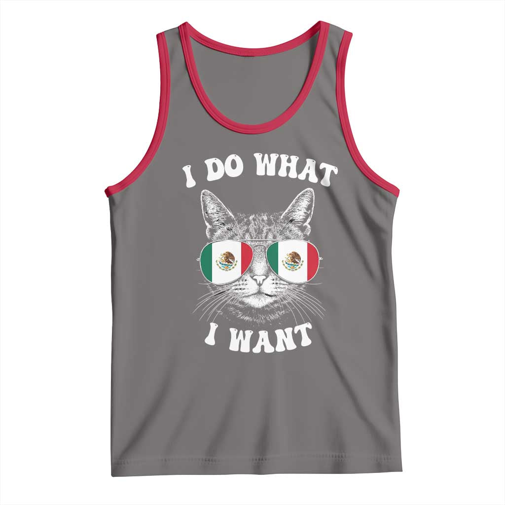 Mexican Cat Tank Top I Do What I Want Mexico Flag Sunglasses Funny TS12 Deep Heather Red Print Your Wear