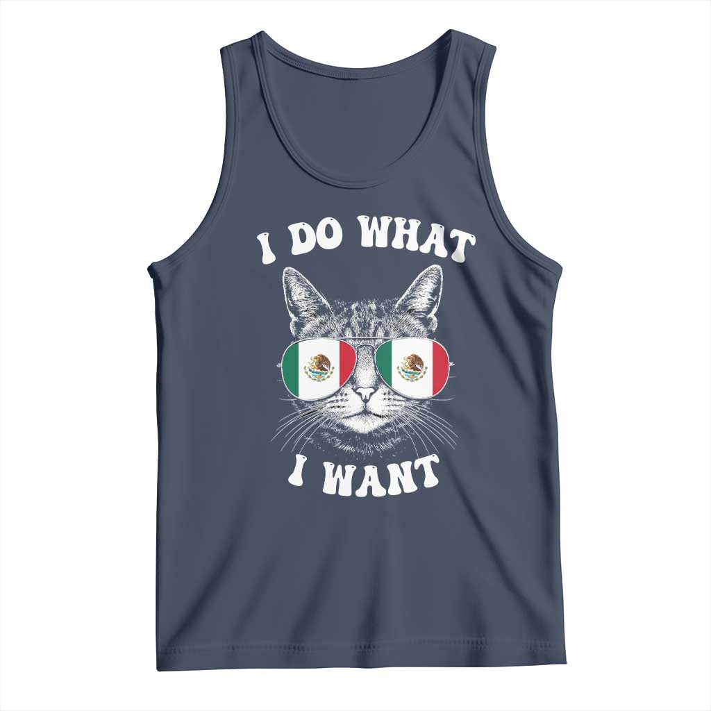 Mexican Cat Tank Top I Do What I Want Mexico Flag Sunglasses Funny TS12 Navy Print Your Wear