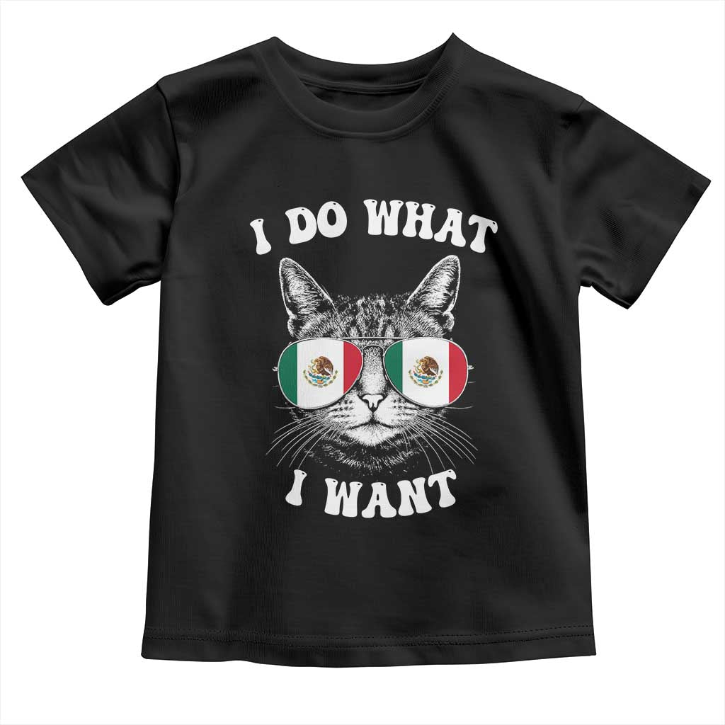 Mexican Cat Toddler T Shirt I Do What I Want Mexico Flag Sunglasses Funny TS12 Black Print Your Wear