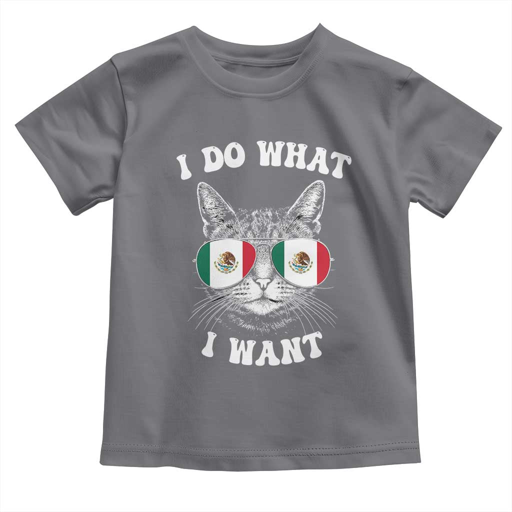 Mexican Cat Toddler T Shirt I Do What I Want Mexico Flag Sunglasses Funny TS12 Charcoal Print Your Wear