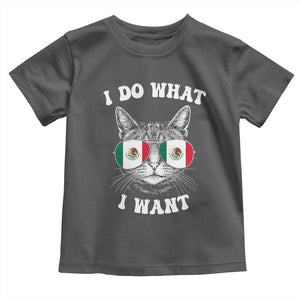 Mexican Cat Toddler T Shirt I Do What I Want Mexico Flag Sunglasses Funny TS12 Dark Heather Print Your Wear