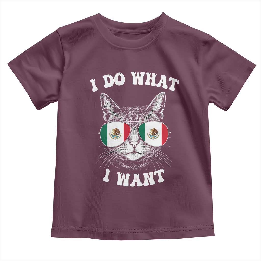 Mexican Cat Toddler T Shirt I Do What I Want Mexico Flag Sunglasses Funny TS12 Maroon Print Your Wear