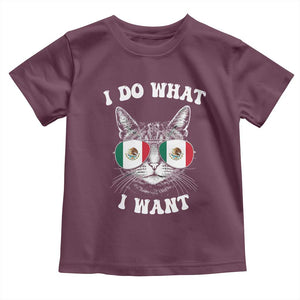 Mexican Cat Toddler T Shirt I Do What I Want Mexico Flag Sunglasses Funny TS12 Maroon Print Your Wear