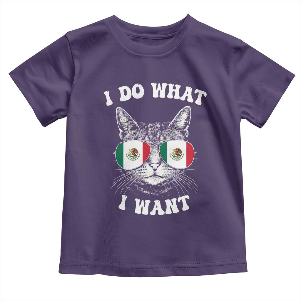 Mexican Cat Toddler T Shirt I Do What I Want Mexico Flag Sunglasses Funny TS12 Purple Print Your Wear