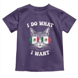 Mexican Cat Toddler T Shirt I Do What I Want Mexico Flag Sunglasses Funny TS12 Purple Print Your Wear
