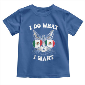 Mexican Cat Toddler T Shirt I Do What I Want Mexico Flag Sunglasses Funny TS12 Royal Blue Print Your Wear