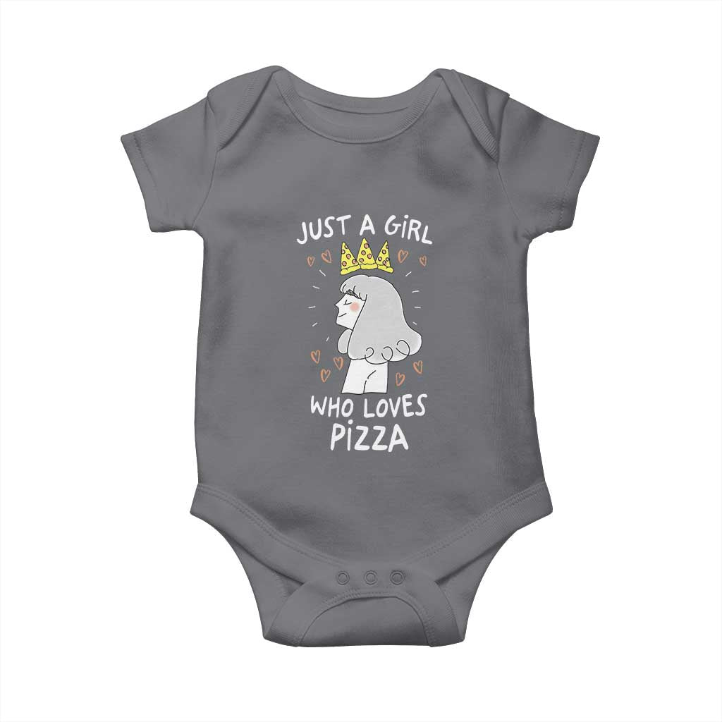 Just A Girl Who Loves Pizza Baby Onesie Cute Queen Pizza Crown TS12 Charcoal Print Your Wear