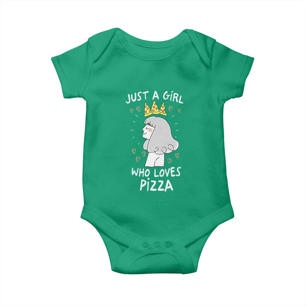 Just A Girl Who Loves Pizza Baby Onesie Cute Queen Pizza Crown TS12 Irish Green Print Your Wear