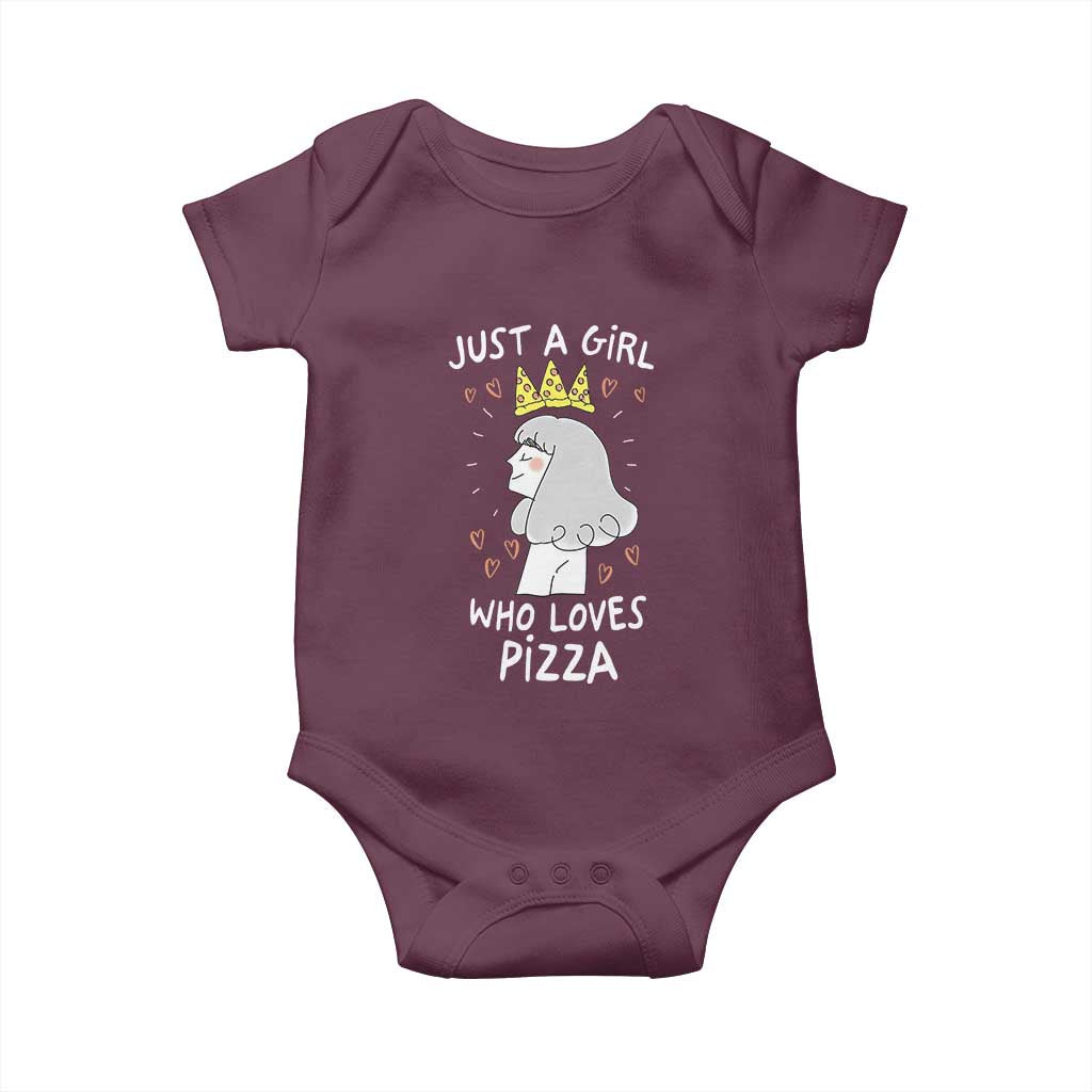 Just A Girl Who Loves Pizza Baby Onesie Cute Queen Pizza Crown TS12 Maroon Print Your Wear