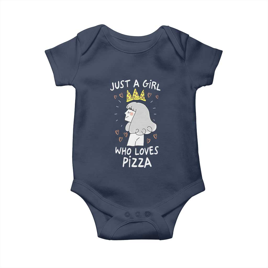 Just A Girl Who Loves Pizza Baby Onesie Cute Queen Pizza Crown TS12 Navy Print Your Wear