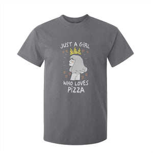 Just A Girl Who Loves Pizza T Shirt For Kid Cute Queen Pizza Crown TS12 Charcoal Print Your Wear