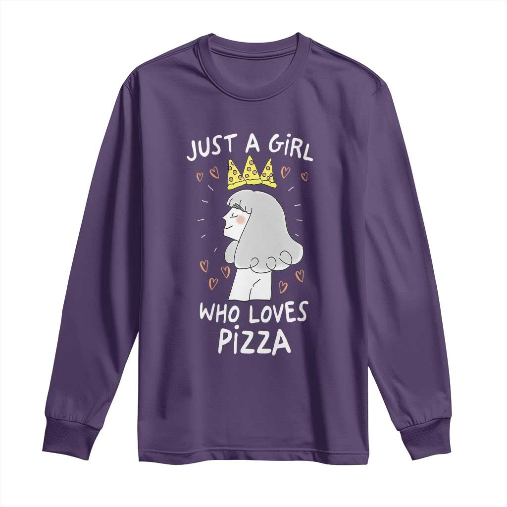 Just A Girl Who Loves Pizza Long Sleeve Shirt Cute Queen Pizza Crown TS12 Purple Print Your Wear
