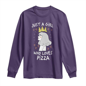 Just A Girl Who Loves Pizza Long Sleeve Shirt Cute Queen Pizza Crown TS12 Purple Print Your Wear