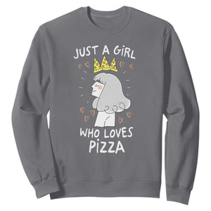 Just A Girl Who Loves Pizza Sweatshirt Cute Queen Pizza Crown TS12 Charcoal Print Your Wear