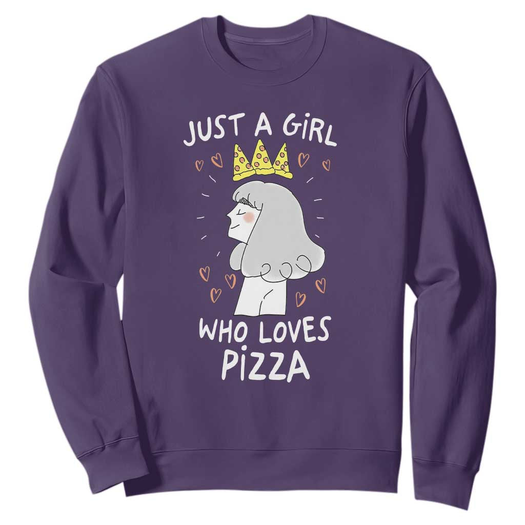 Just A Girl Who Loves Pizza Sweatshirt Cute Queen Pizza Crown TS12 Purple Print Your Wear