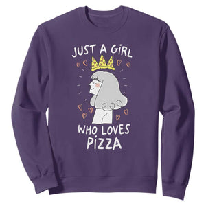 Just A Girl Who Loves Pizza Sweatshirt Cute Queen Pizza Crown TS12 Purple Print Your Wear
