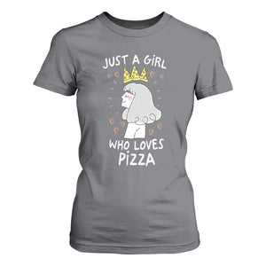Just A Girl Who Loves Pizza T Shirt For Women Cute Queen Pizza Crown TS12 Charcoal Print Your Wear