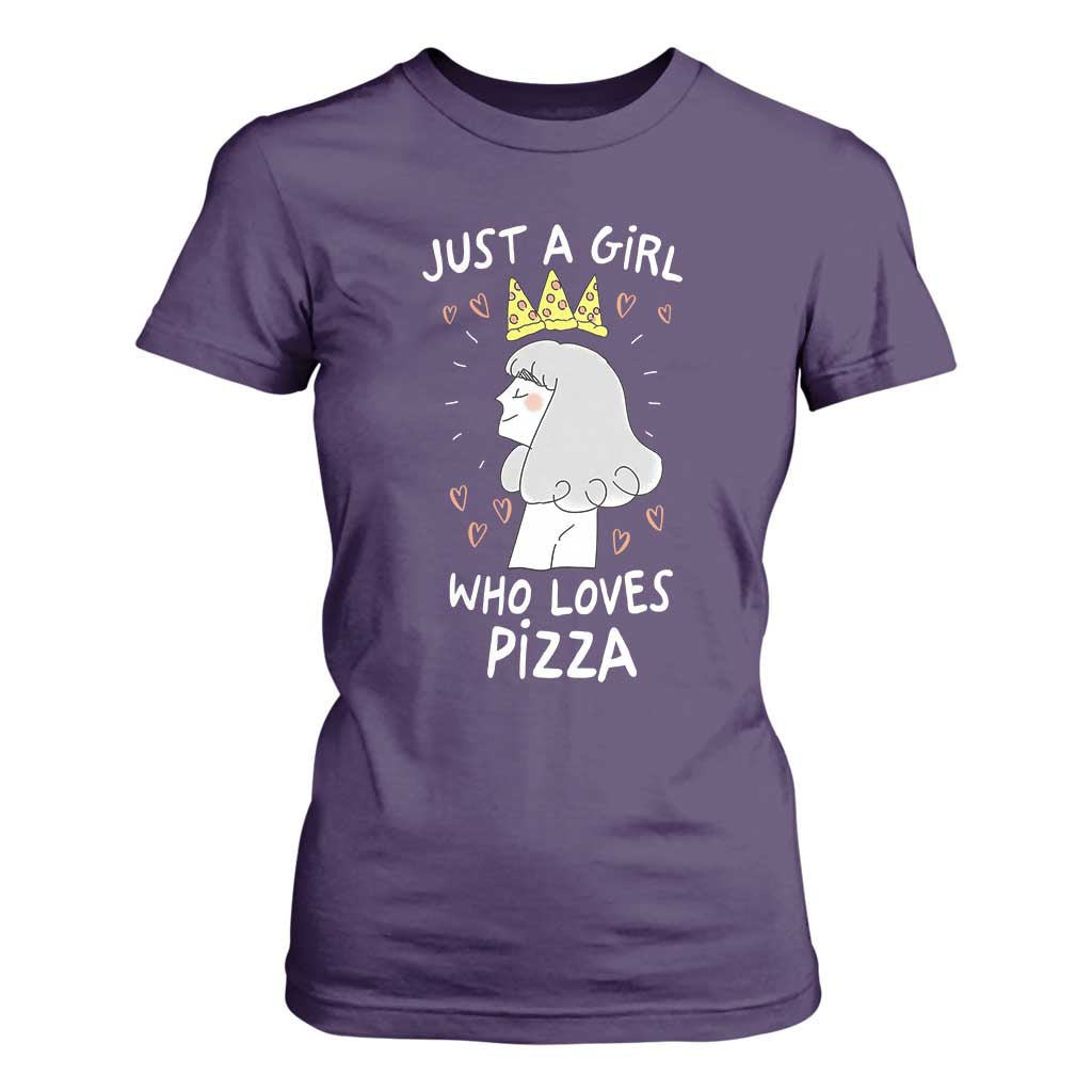 Just A Girl Who Loves Pizza T Shirt For Women Cute Queen Pizza Crown TS12 Purple Print Your Wear