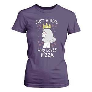 Just A Girl Who Loves Pizza T Shirt For Women Cute Queen Pizza Crown TS12 Purple Print Your Wear