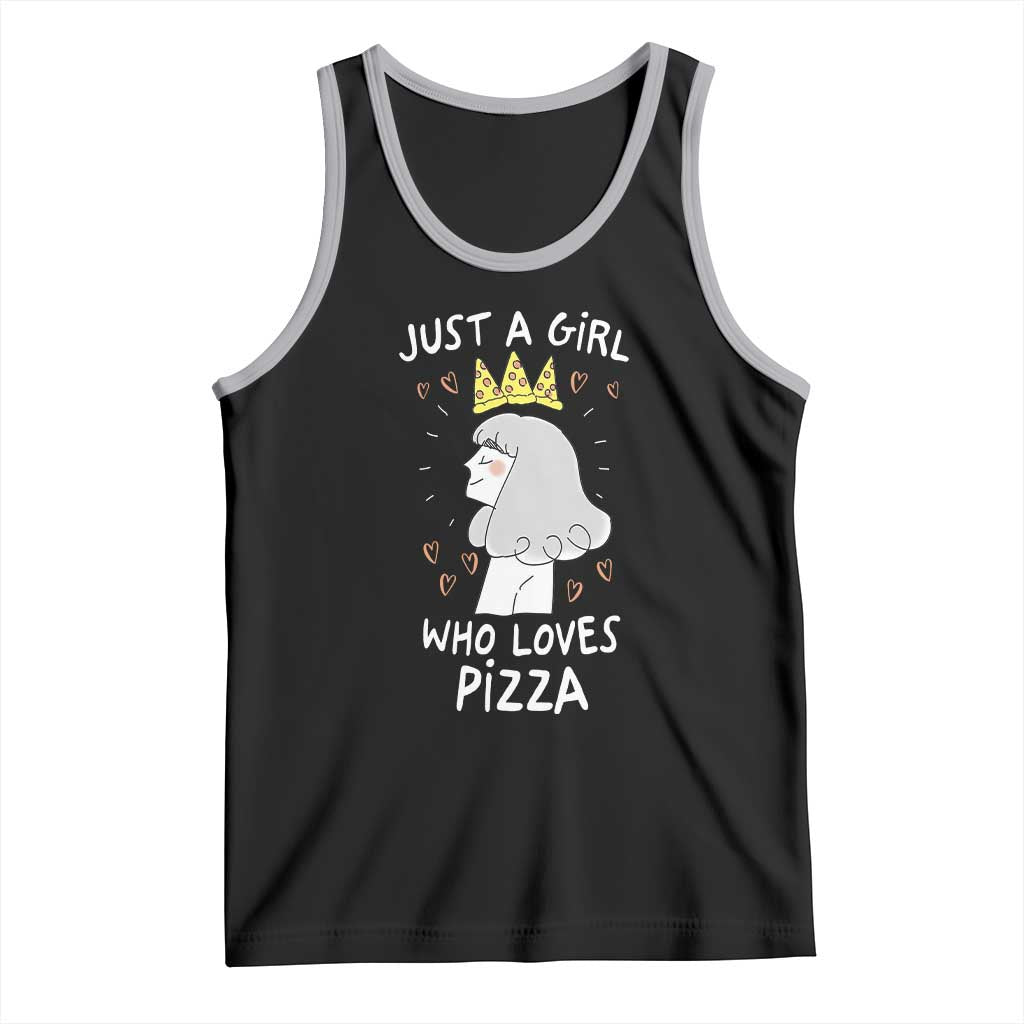 Just A Girl Who Loves Pizza Tank Top Cute Queen Pizza Crown TS12 Black Athletic Heather Print Your Wear