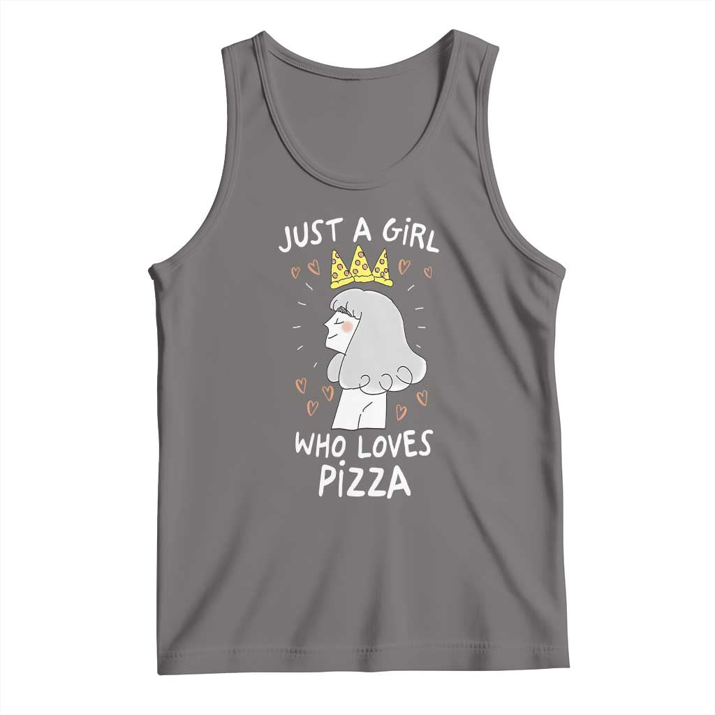 Just A Girl Who Loves Pizza Tank Top Cute Queen Pizza Crown TS12 Deep Heather Print Your Wear