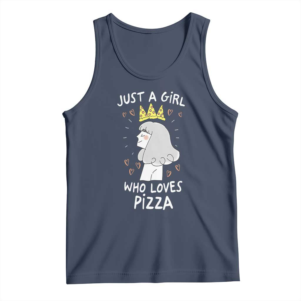 Just A Girl Who Loves Pizza Tank Top Cute Queen Pizza Crown TS12 Navy Print Your Wear