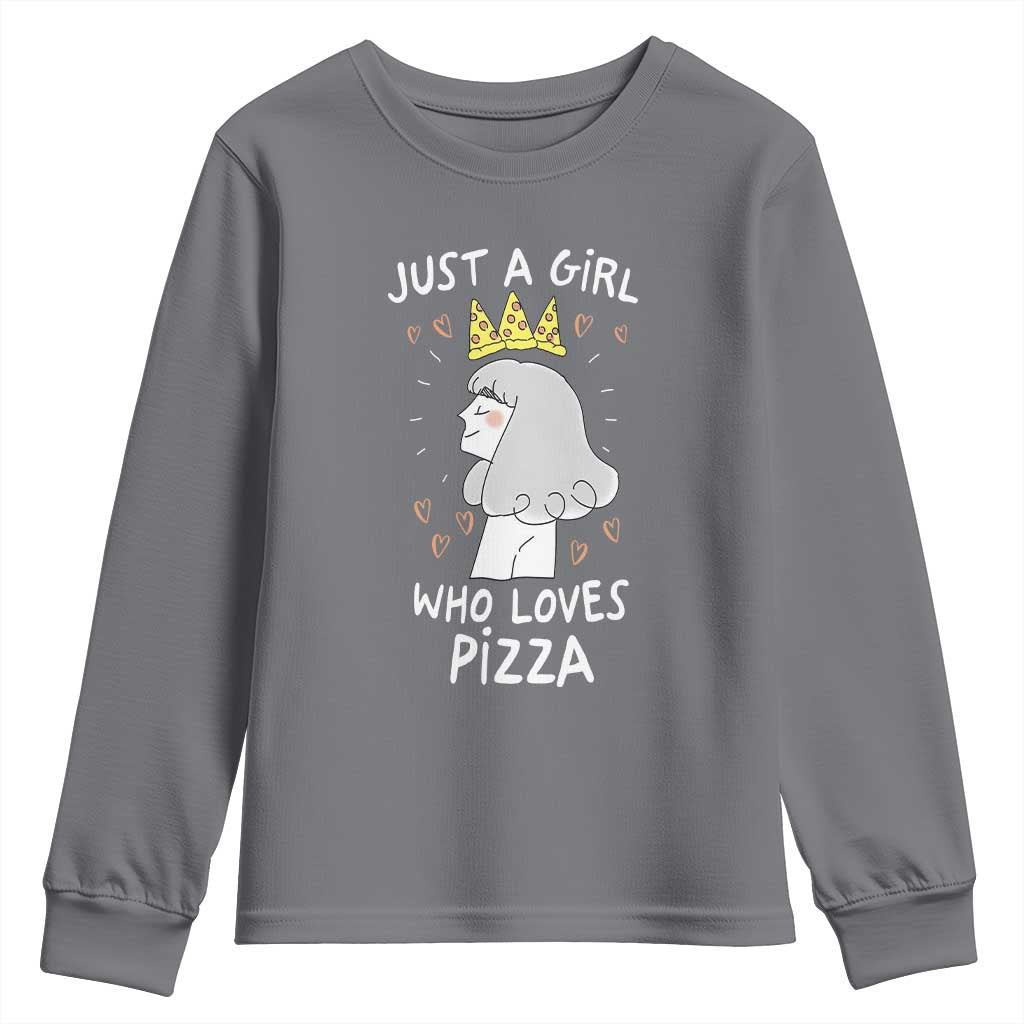 Just A Girl Who Loves Pizza Youth Sweatshirt Cute Queen Pizza Crown TS12 Charcoal Print Your Wear