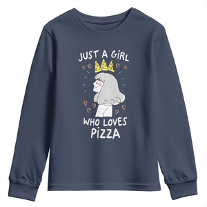 Just A Girl Who Loves Pizza Youth Sweatshirt Cute Queen Pizza Crown TS12 Navy Print Your Wear