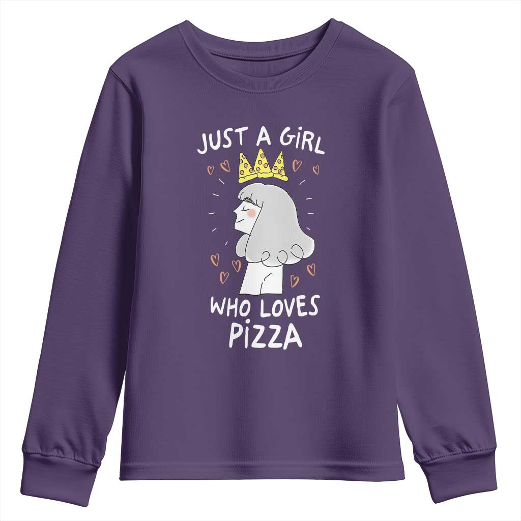 Just A Girl Who Loves Pizza Youth Sweatshirt Cute Queen Pizza Crown TS12 Purple Print Your Wear