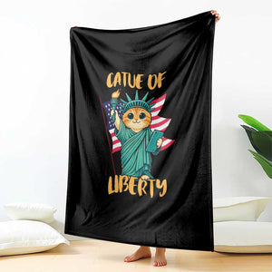 Cat Statue Of Liberty Throw Blanket Patriotic American Flag TS12 Print Your Wear