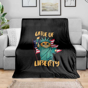 Cat Statue Of Liberty Throw Blanket Patriotic American Flag TS12 Print Your Wear