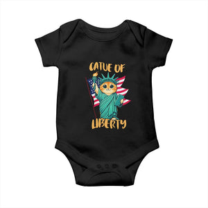 Cat Statue Of Liberty Baby Onesie Patriotic American Flag TS12 Black Print Your Wear