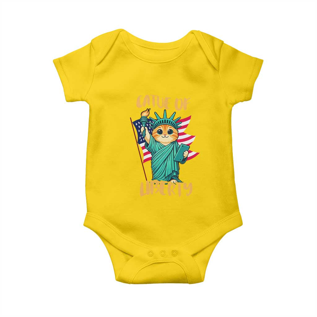 Cat Statue Of Liberty Baby Onesie Patriotic American Flag TS12 Daisy Print Your Wear