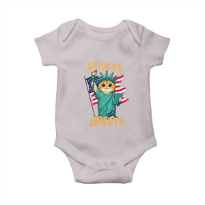 Cat Statue Of Liberty Baby Onesie Patriotic American Flag TS12 Ice Gray Print Your Wear