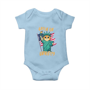 Cat Statue Of Liberty Baby Onesie Patriotic American Flag TS12 Light Blue Print Your Wear