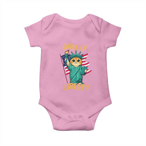 Cat Statue Of Liberty Baby Onesie Patriotic American Flag TS12 Light Pink Print Your Wear