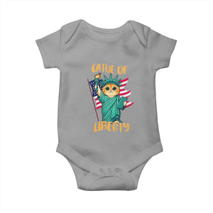 Cat Statue Of Liberty Baby Onesie Patriotic American Flag TS12 Sport Gray Print Your Wear