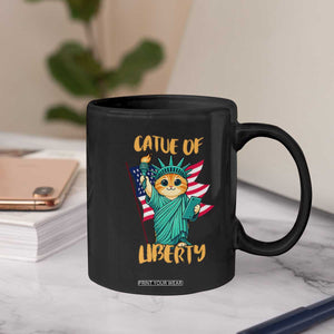 Cat Statue Of Liberty Coffee Mug Patriotic American Flag TS12 Print Your Wear