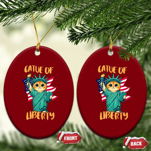 Cat Statue Of Liberty Ceramic Ornament Patriotic American Flag TS12 Print Your Wear