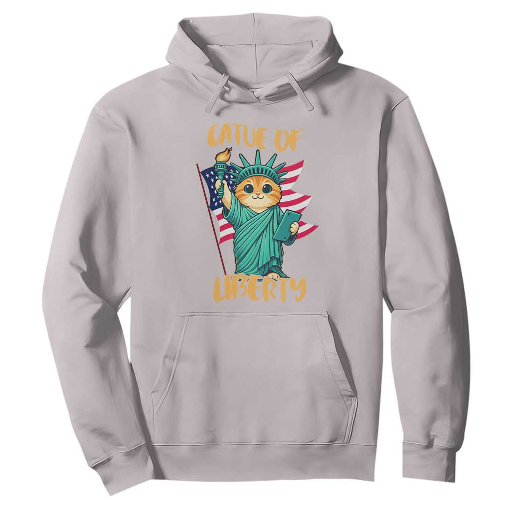Cat Statue Of Liberty Hoodie Patriotic American Flag TS12 Ice Gray Print Your Wear