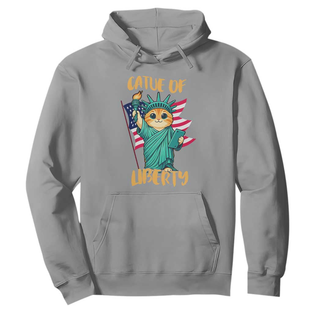Cat Statue Of Liberty Hoodie Patriotic American Flag TS12 Sport Gray Print Your Wear