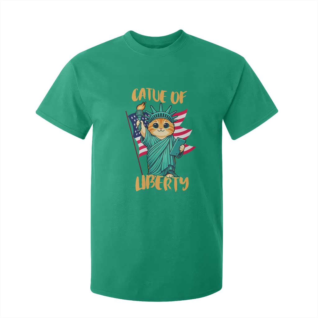 Cat Statue Of Liberty T Shirt For Kid Patriotic American Flag TS12 Irish Green Print Your Wear