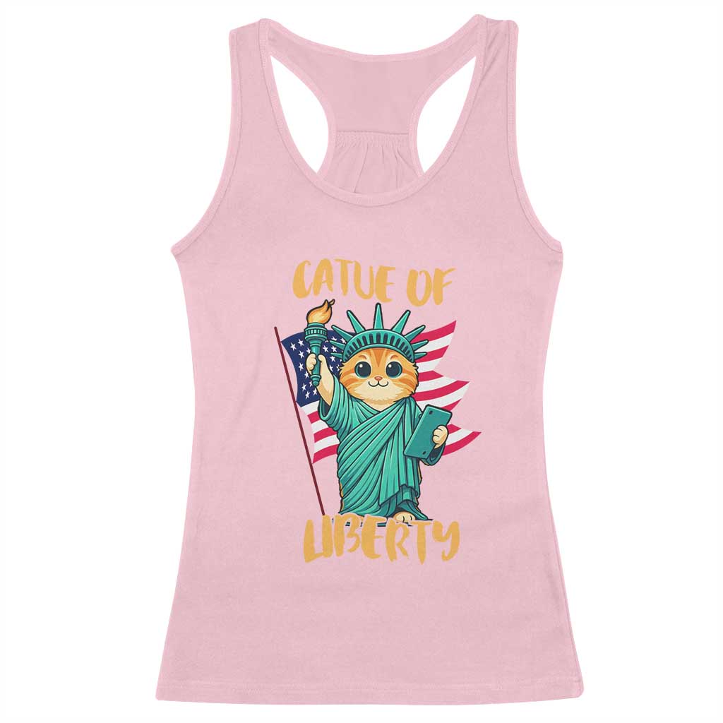 Cat Statue Of Liberty Racerback Tank Top Patriotic American Flag TS12 Light Pink Print Your Wear