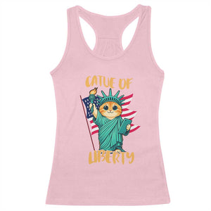 Cat Statue Of Liberty Racerback Tank Top Patriotic American Flag TS12 Light Pink Print Your Wear