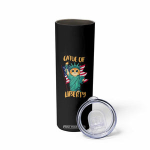 Cat Statue Of Liberty Skinny Tumbler Patriotic American Flag TS12 Print Your Wear