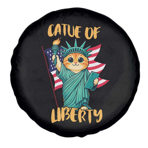 Cat Statue Of Liberty Spare Tire Cover Patriotic American Flag TS12 Print Your Wear