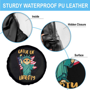 Cat Statue Of Liberty Spare Tire Cover Patriotic American Flag TS12 Print Your Wear