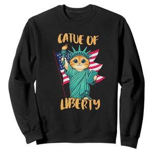Cat Statue Of Liberty Sweatshirt Patriotic American Flag TS12 Black Print Your Wear