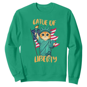 Cat Statue Of Liberty Sweatshirt Patriotic American Flag TS12 Irish Green Print Your Wear